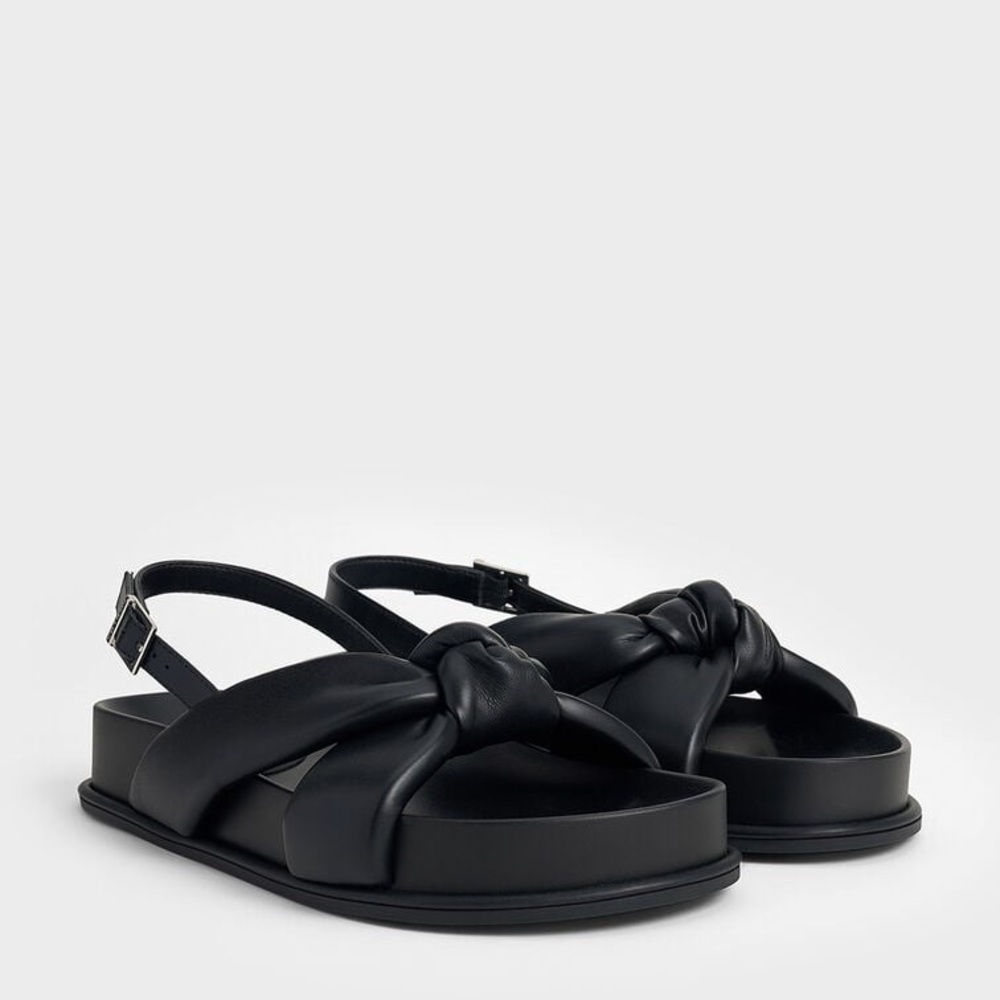 Charles & Keith Silk Bow Slingback Sandals